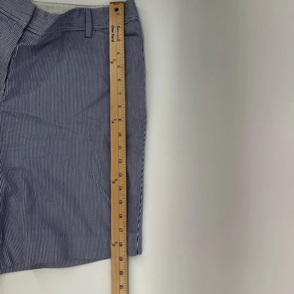 Talbots Perfect Short 14P Womens Blue‎ White Pinstripe Bermuda Cotton Stretch